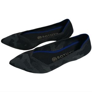 Rothy's The Point Flats Gray/Black Camo Slip On Knit Washable Ballet Sz 7.5-EUC